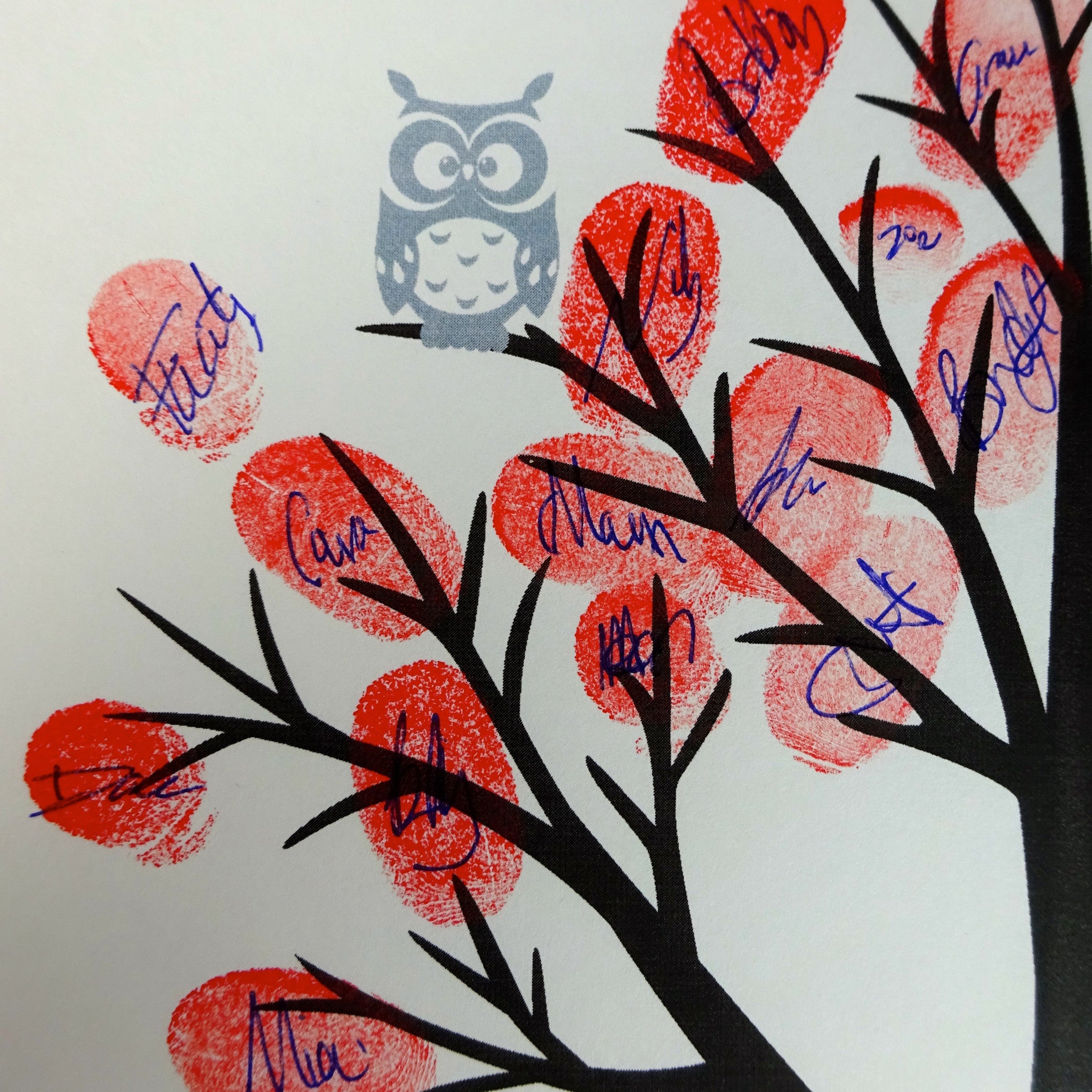 Fingerprint Tree, Personalised, Blue Owls