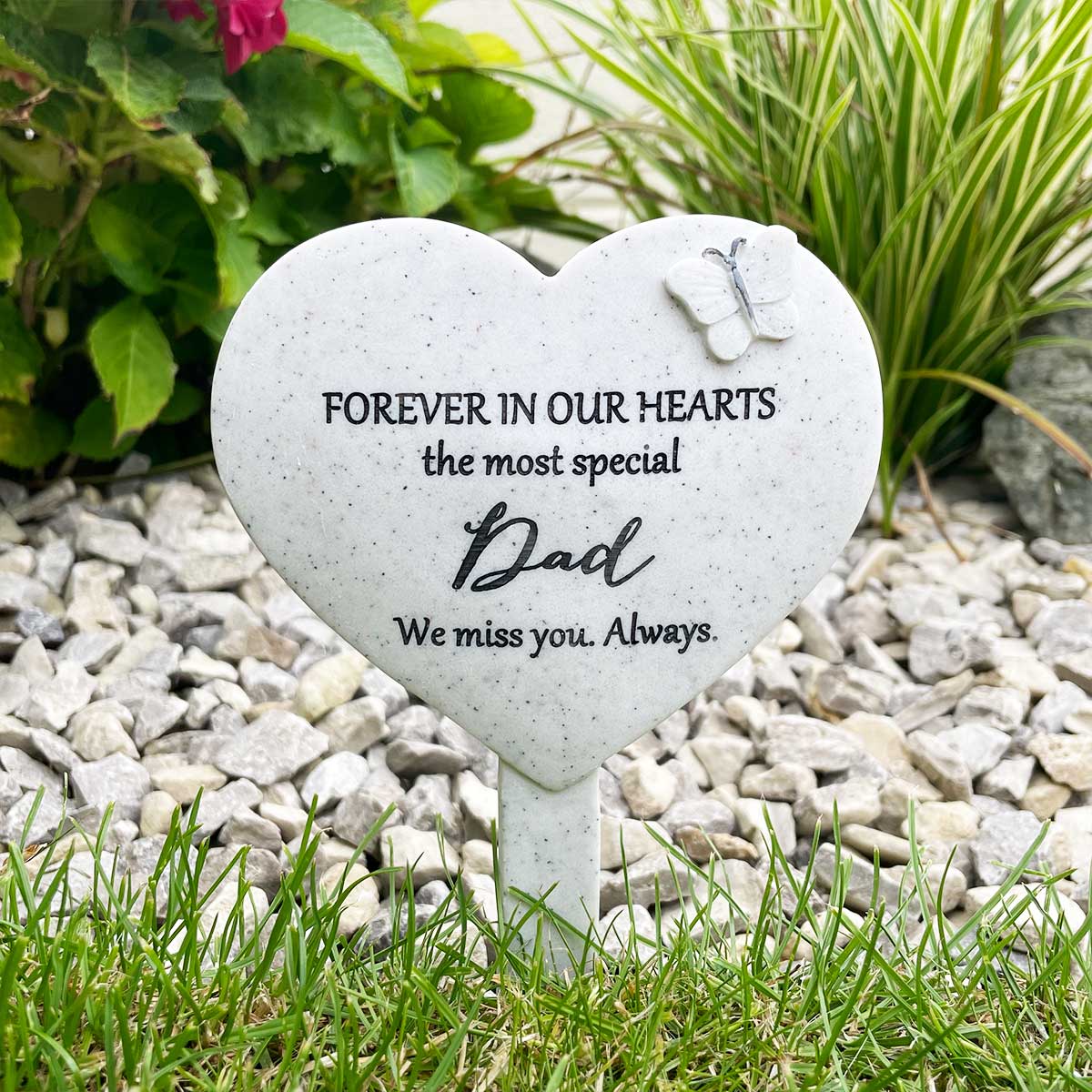 Heart Shaped Graveside Stake - Dad