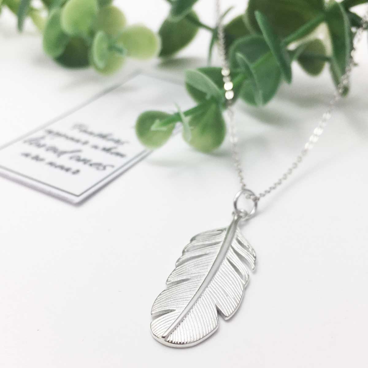 Sterling Silver Feather Memorial Necklace