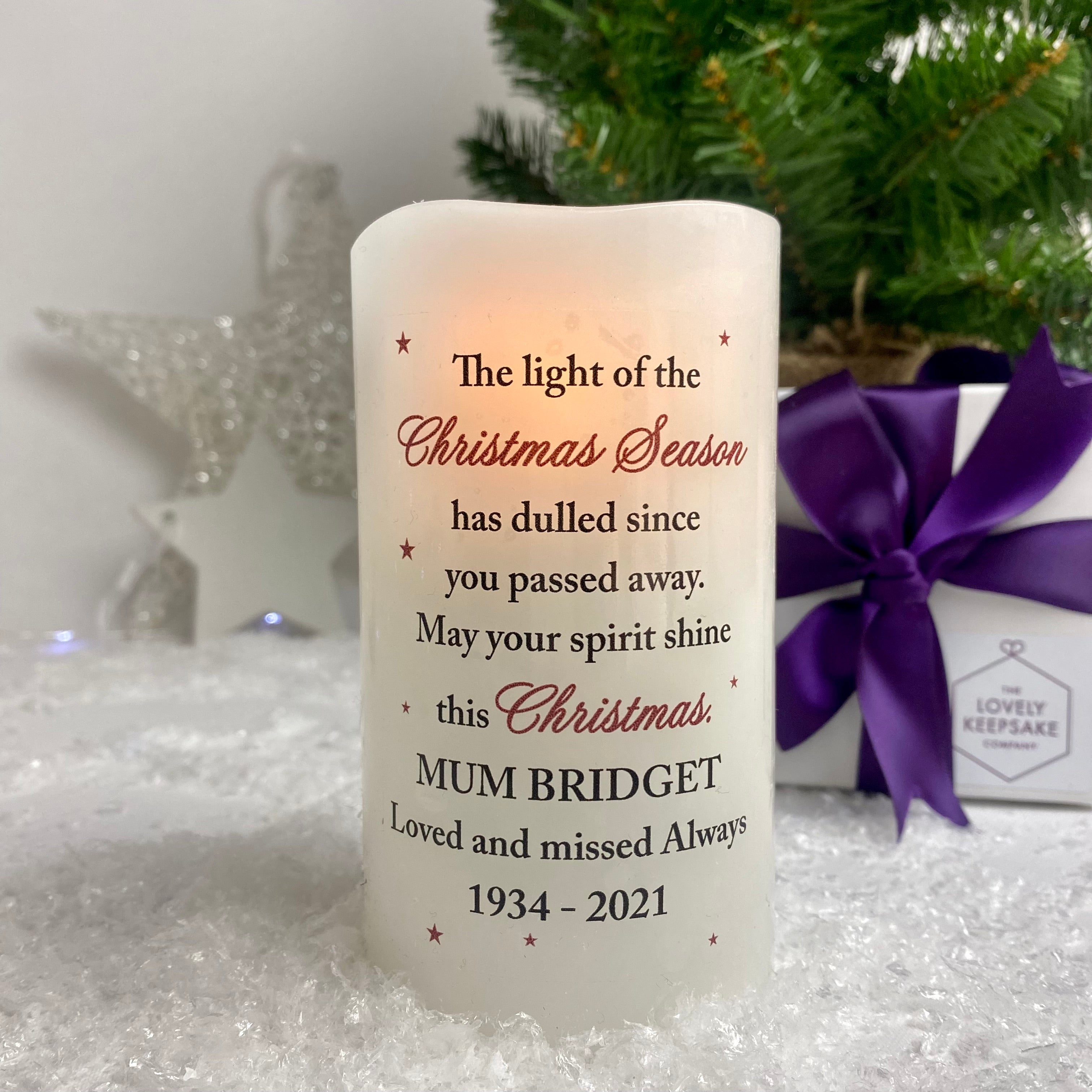 Personalised Christmas Season Memorial LED Candle