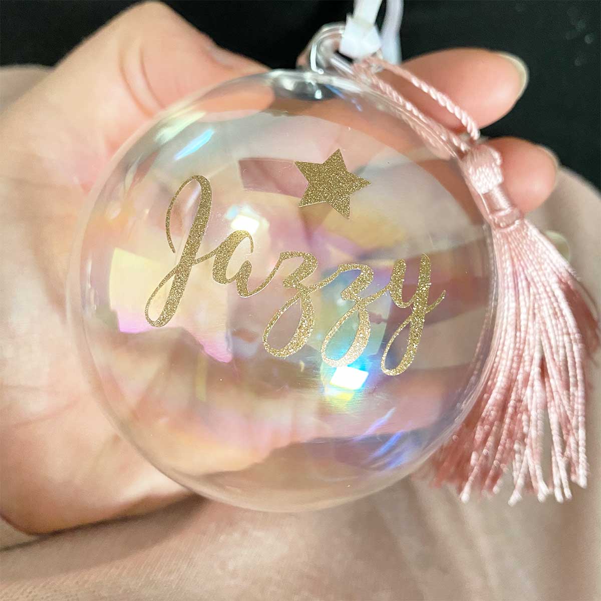 Personalised Iridescent Soap Bubble Glass Bauble