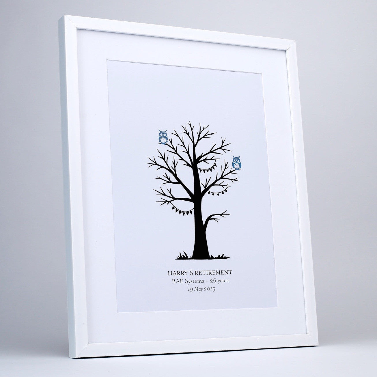 Fingerprint Tree, Personalised, Blue Owls