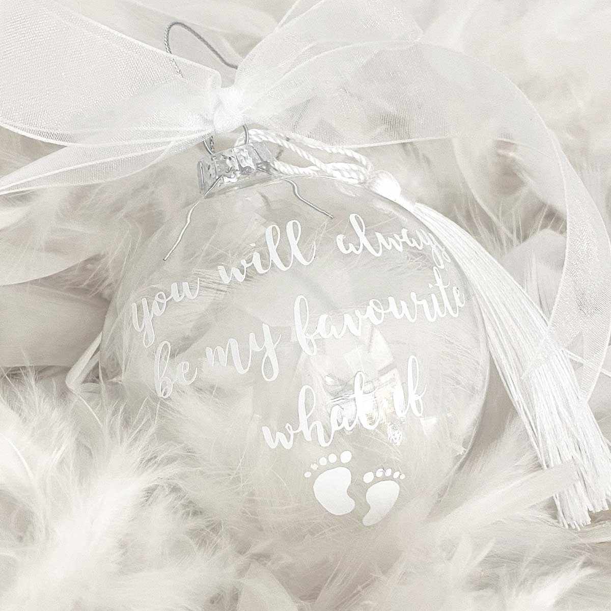 Miscarriage/Angel Baby Feather Filled Glass Memorial Bauble