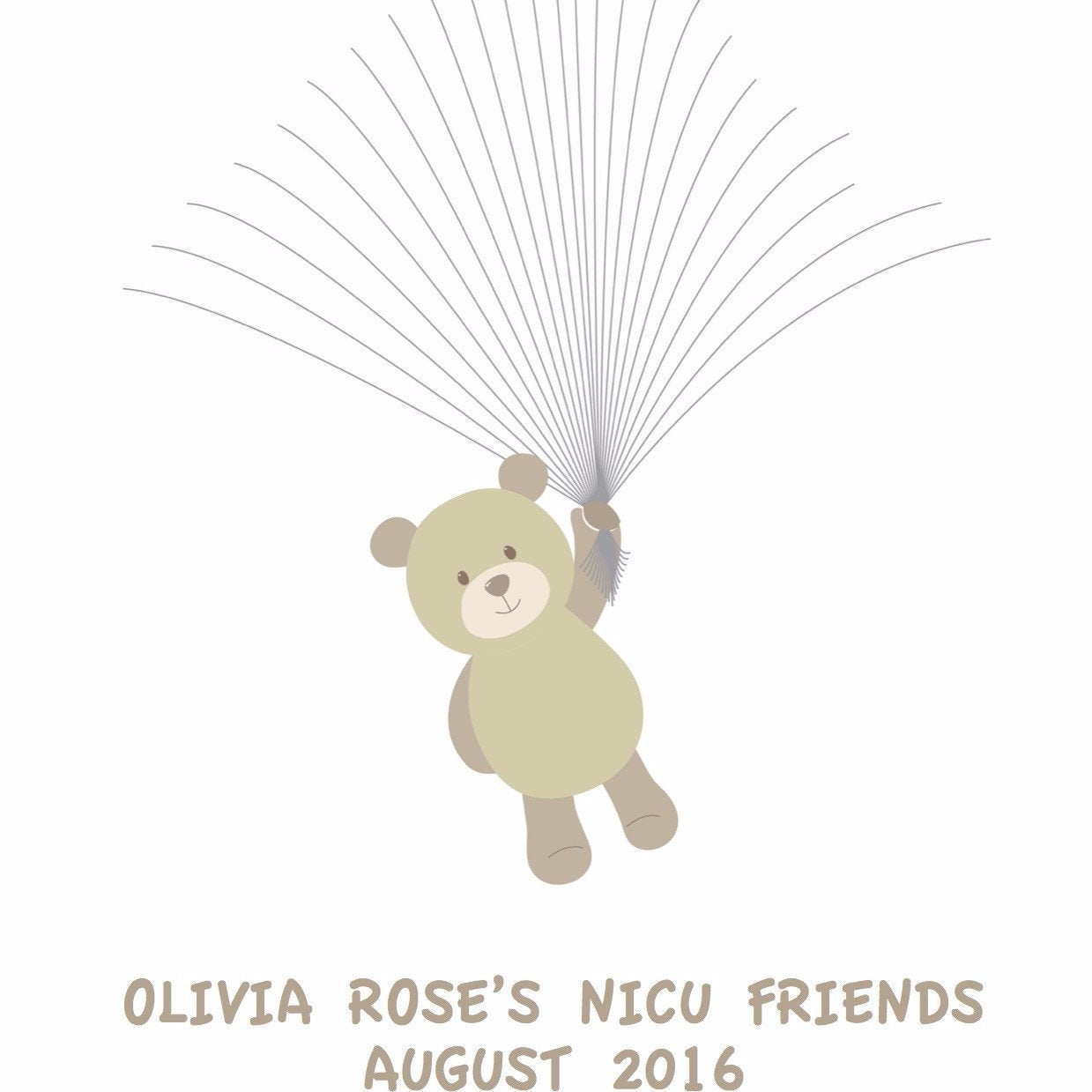 Personalised Fingerprint Art, NICU Friends Teddy Bear