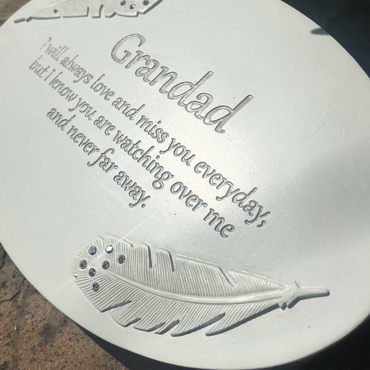 Cream Oval Resin Memorial Plaque - Grandad