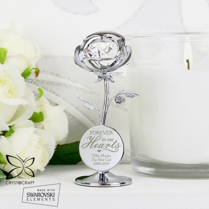 Personalised 'Forever in Our Hearts' Crystocraft Rose Ornament - Crystals From SWAROVSKI®