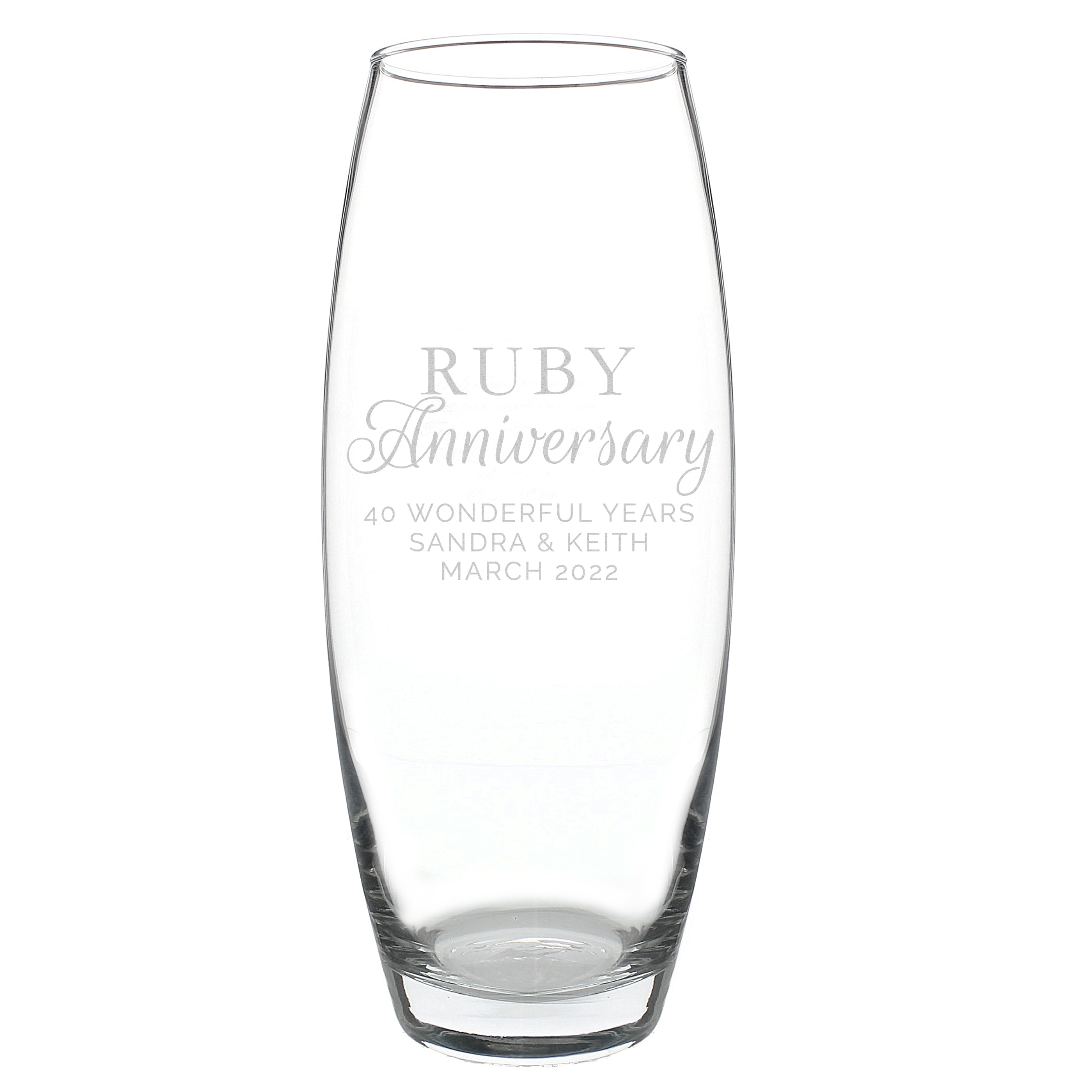 Personalised 'Ruby Anniversary' Glass Vase