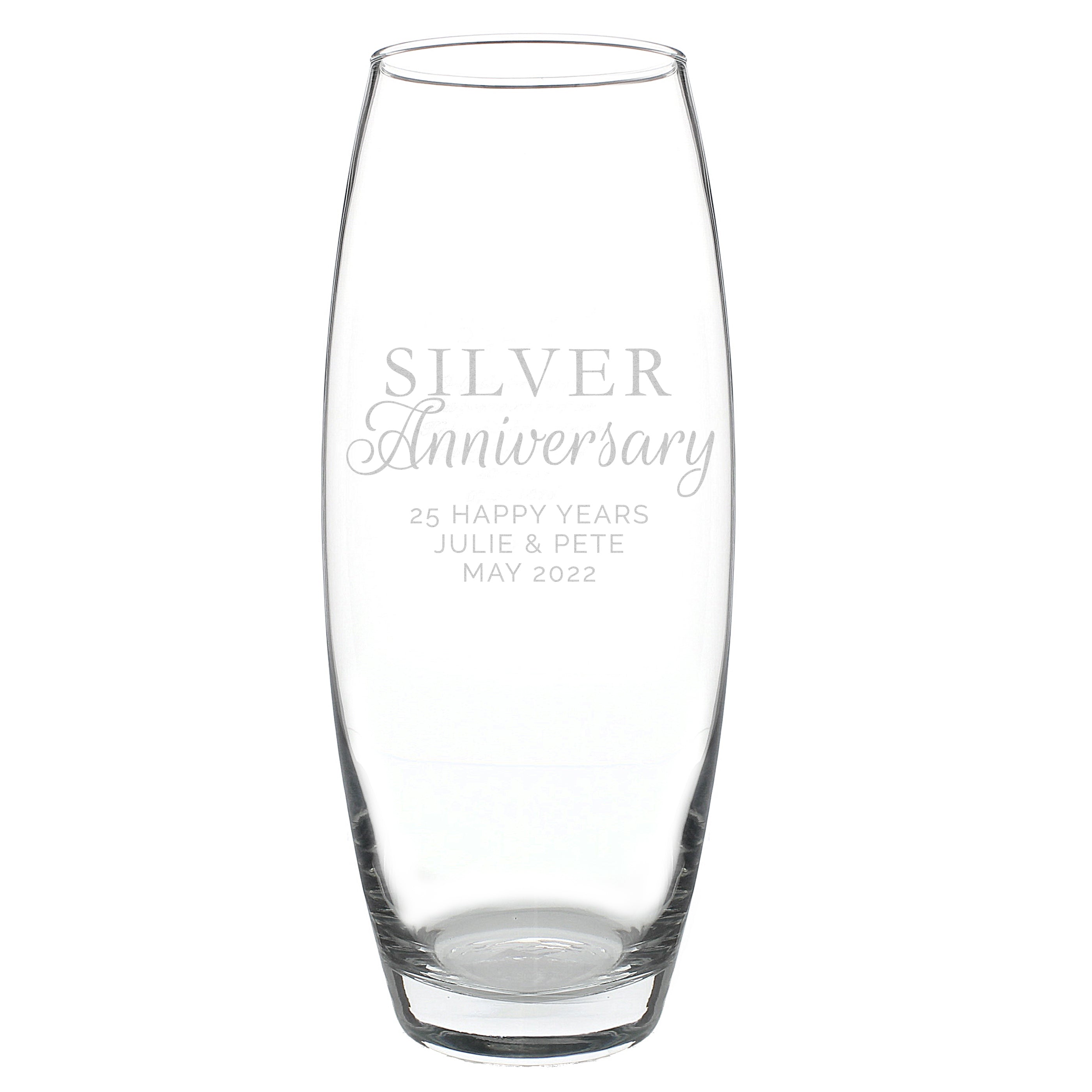 Personalised 'Silver Anniversary' Glass Vase