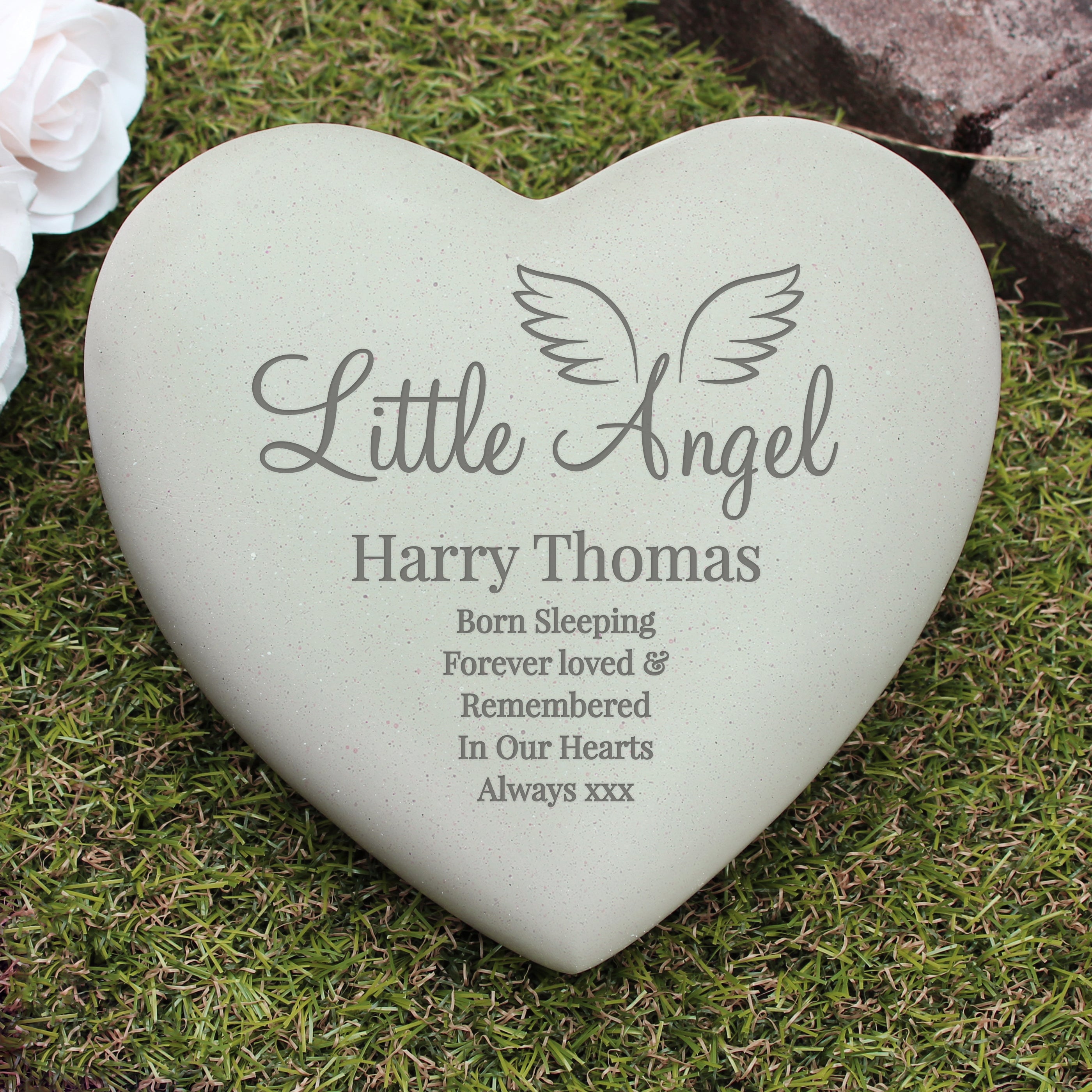 Personalised Little Angel Heart Memorial Grave Marker