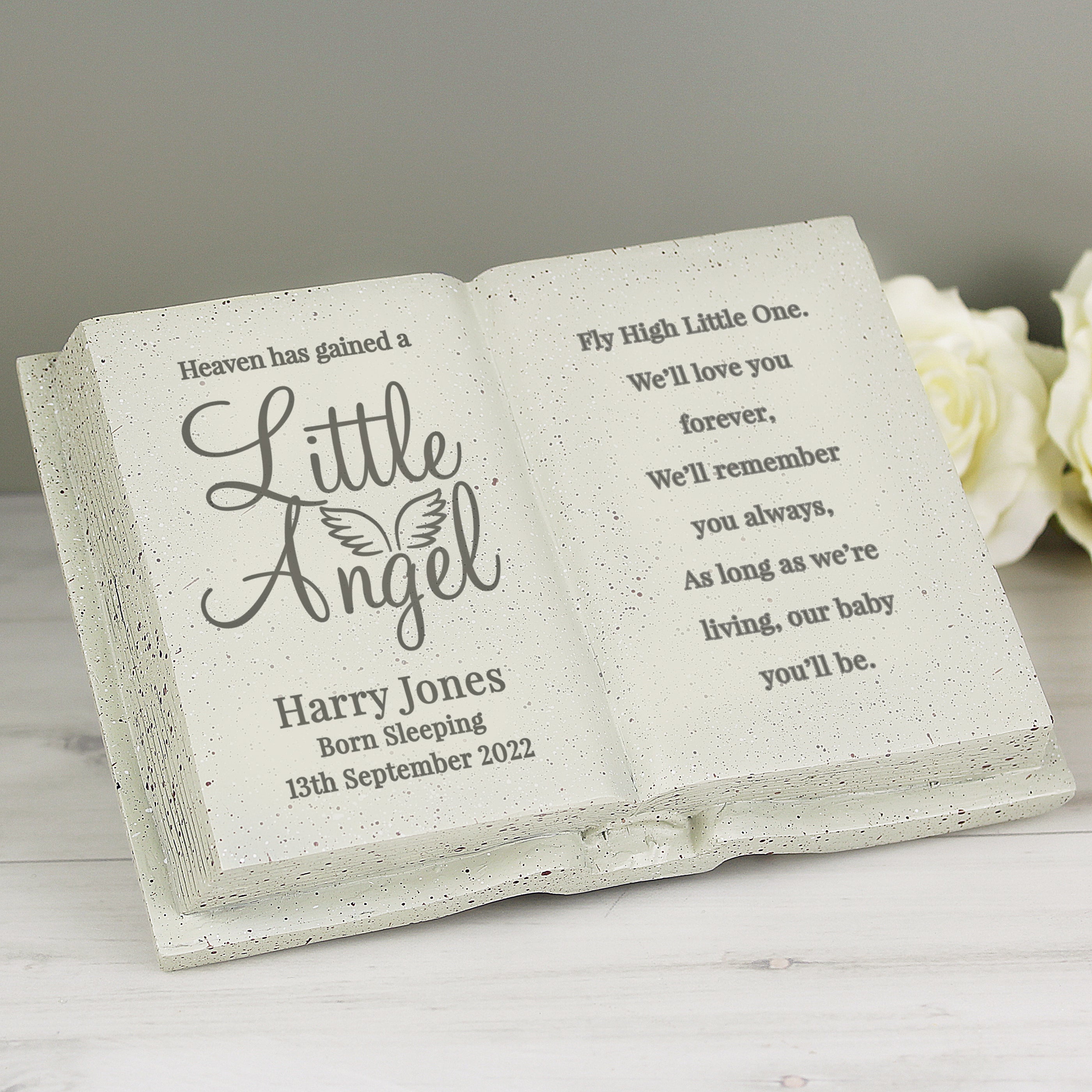 Personalised Little Angel Memorial Book Grave Marker