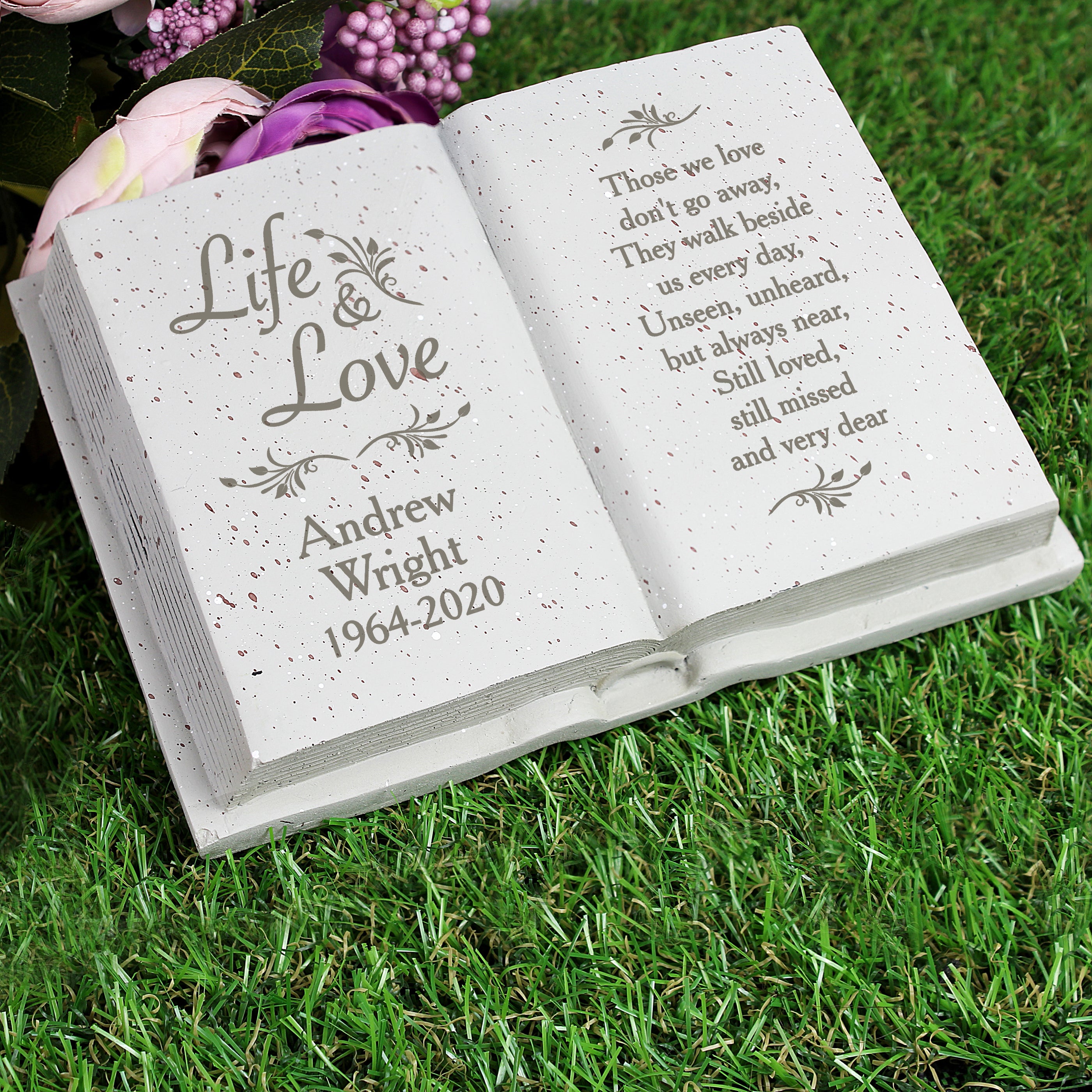 Personalised Book Memorial Grave Marker - Life & Love Design