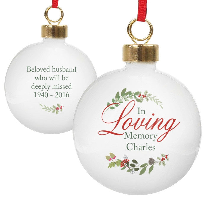 Personalised 'In Loving Memory' Christmas Bauble - Wreath