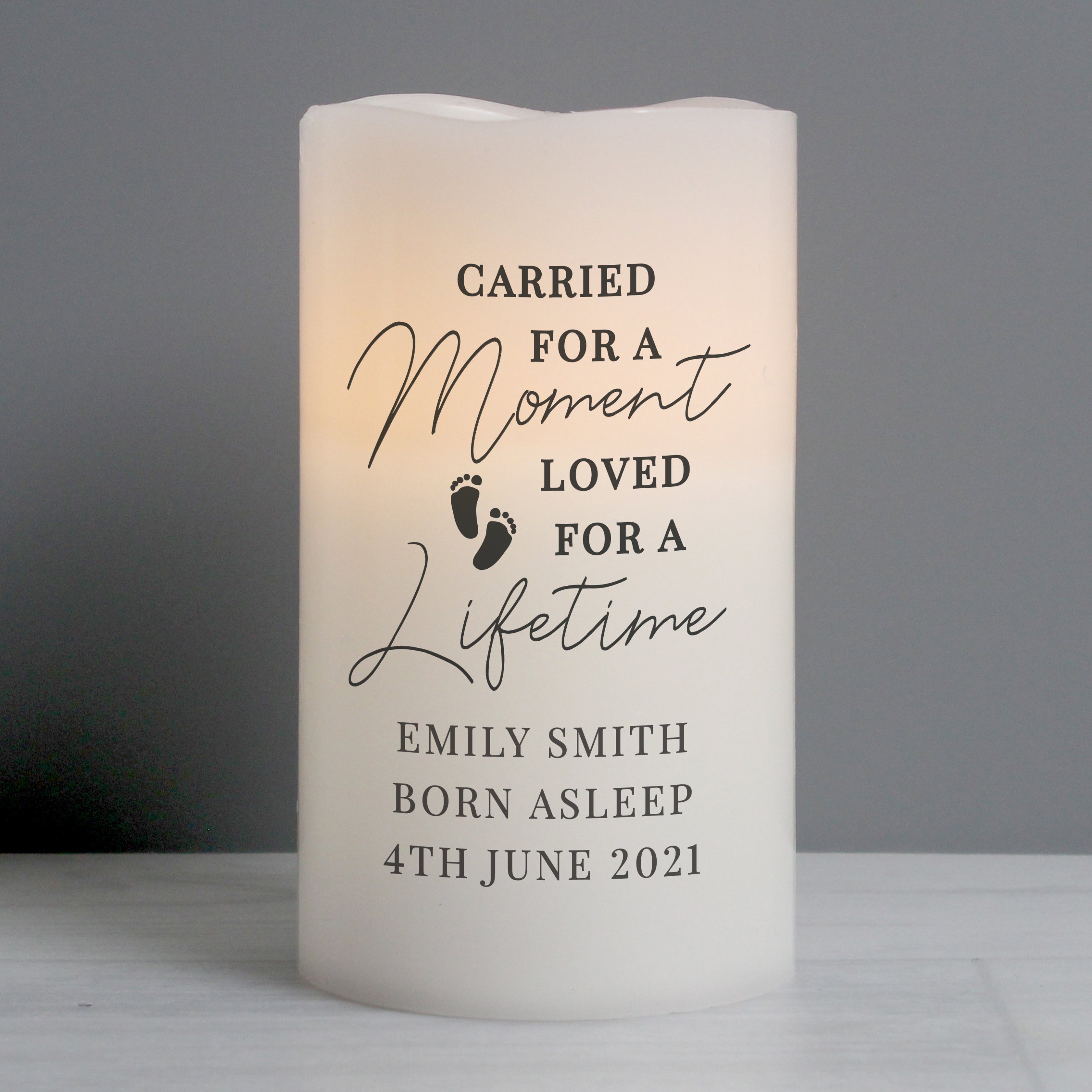 Personalised 'Carried For A Moment' Led Candle