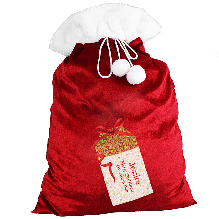 Personalised Luxury Plush Tag Santa Sack