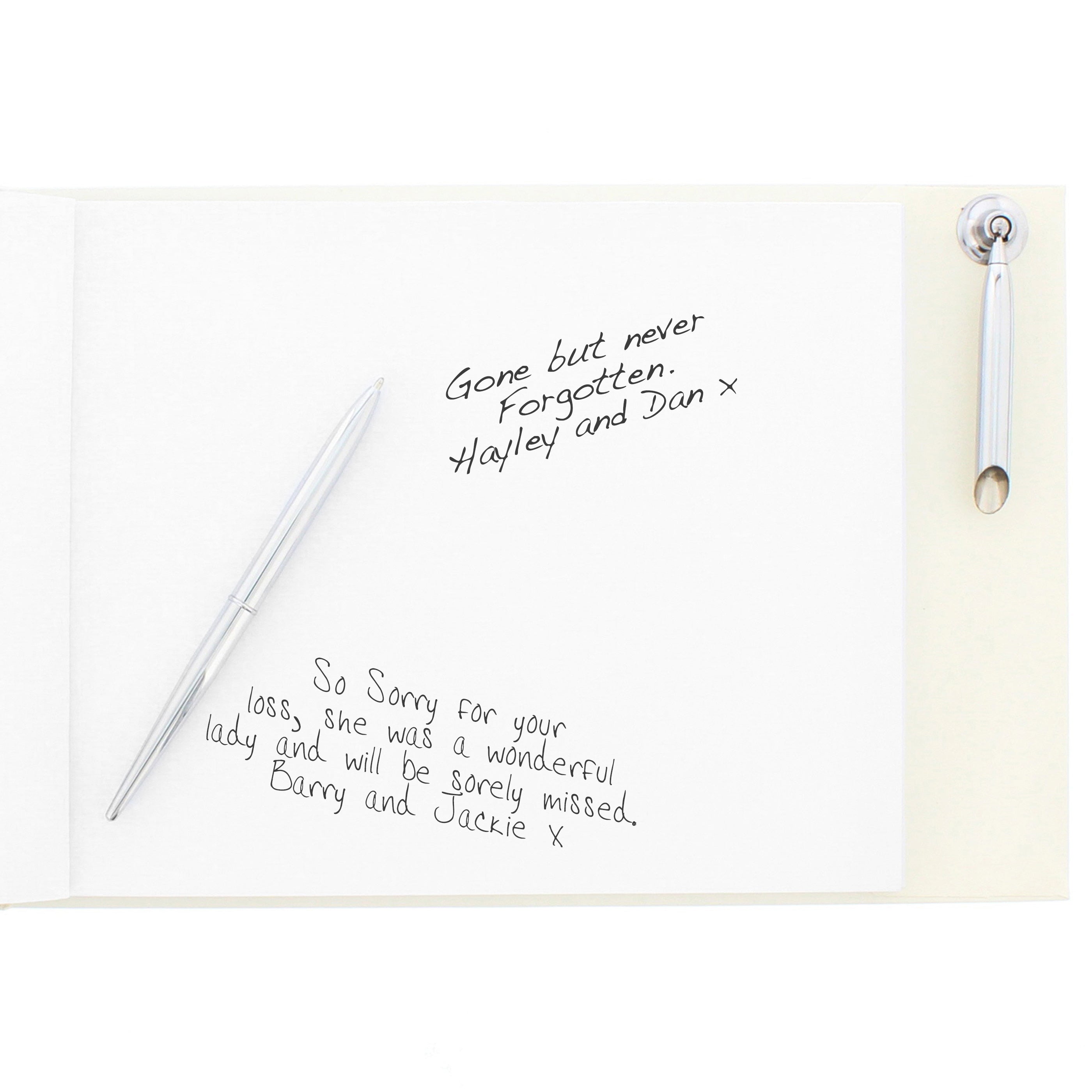 Personalised Sentiments Memorial Guest Book & Pen