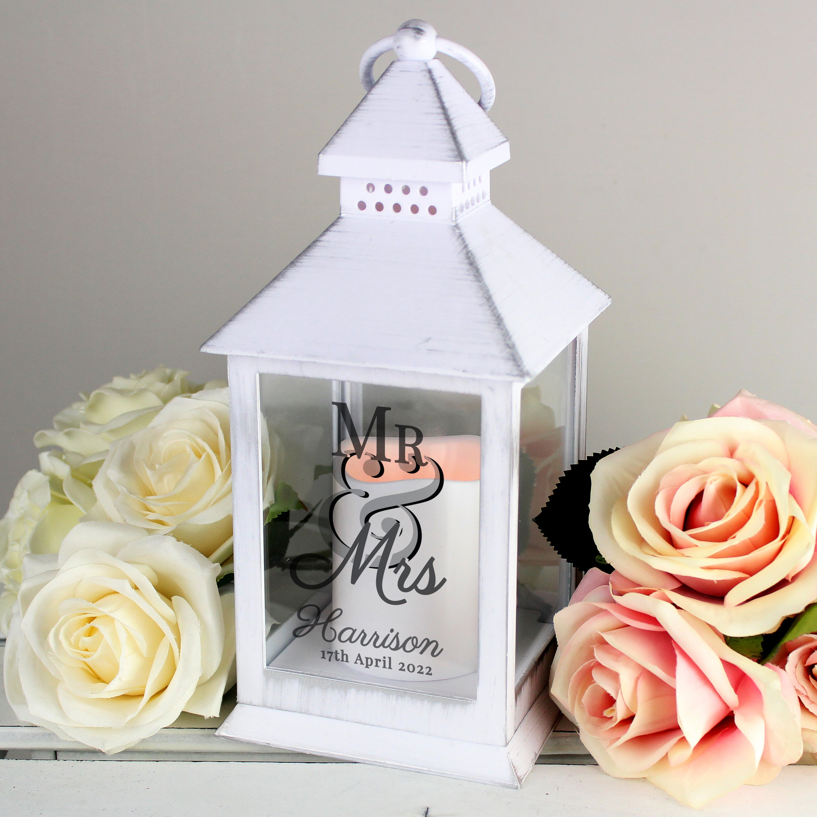 Personalised Mr & Mrs White Lantern