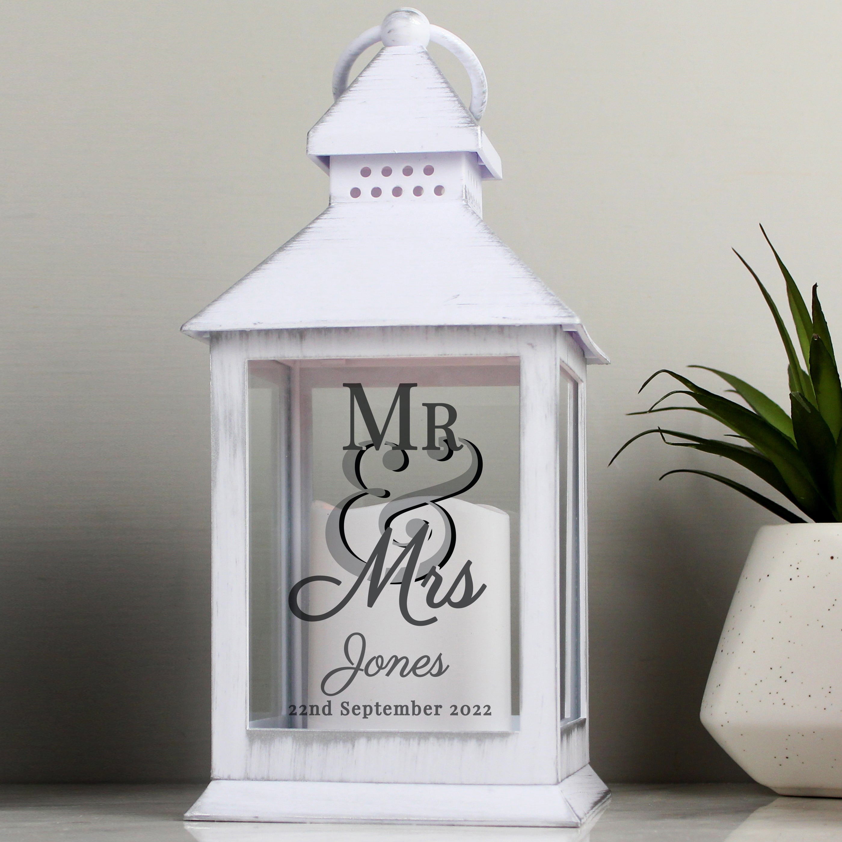 Personalised Mr & Mrs White Lantern