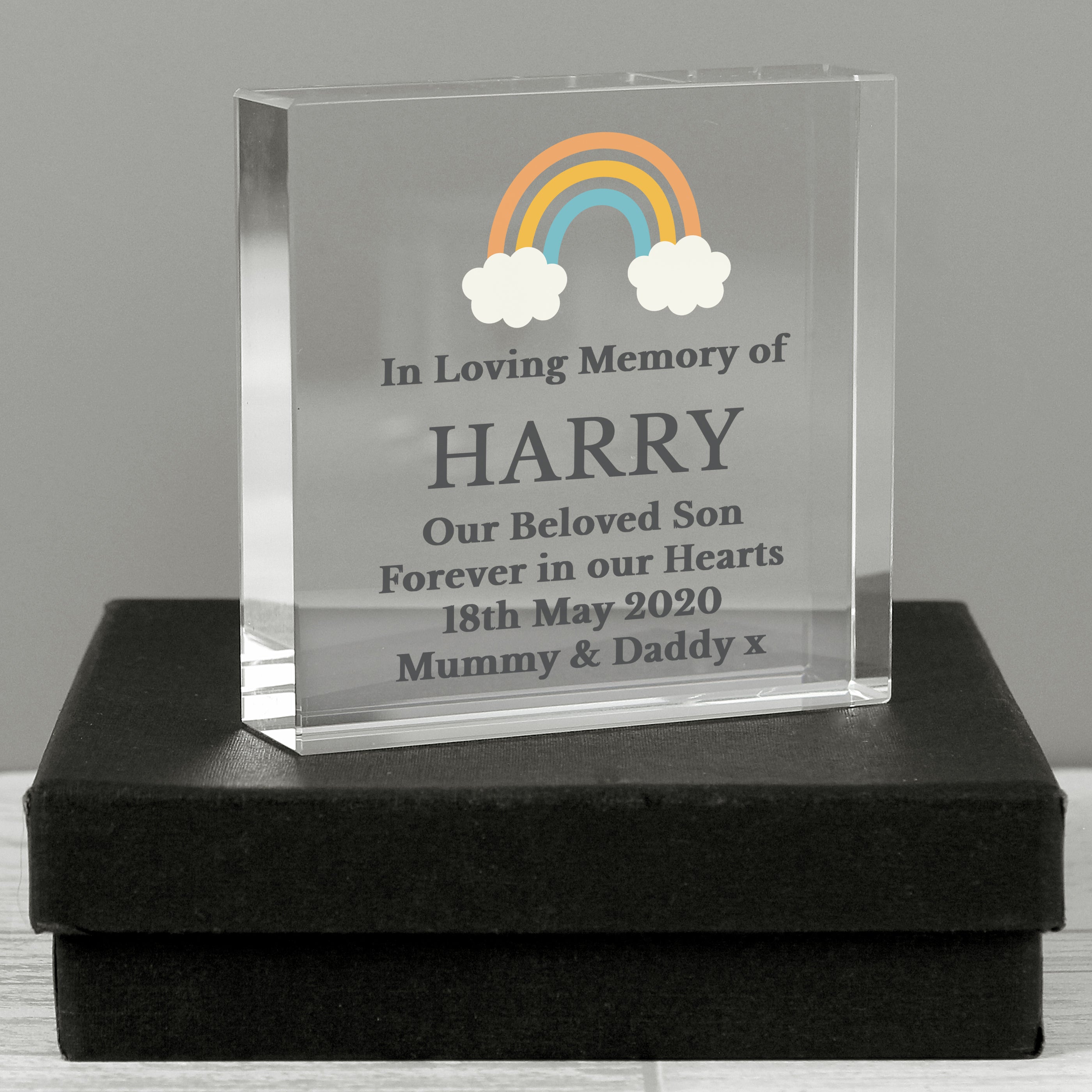 Personalised Rainbow Memorial Large Crystal Token