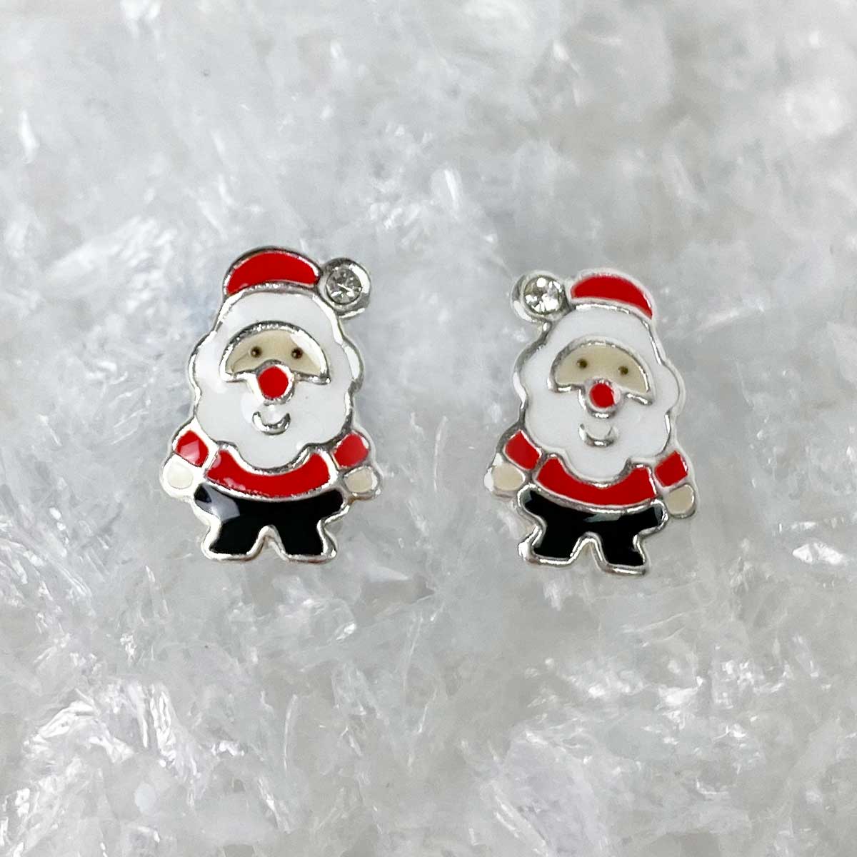 Sterling Silver Santa Earrings