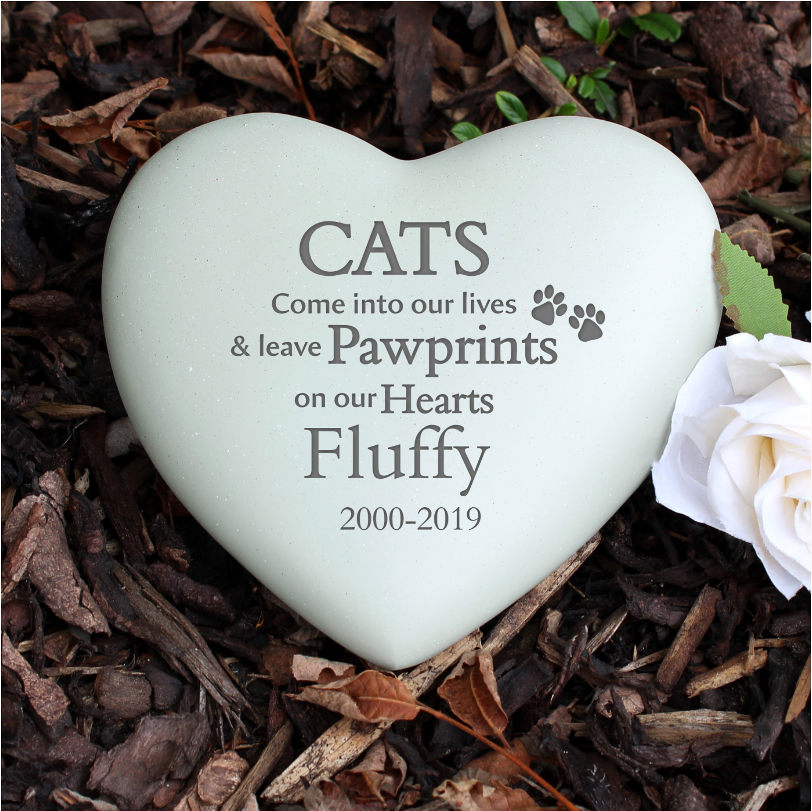 Cat Pawprints Heart Memorial