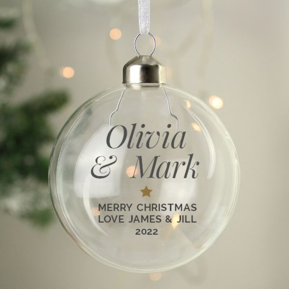 Personalised Gold Star Glass Bauble