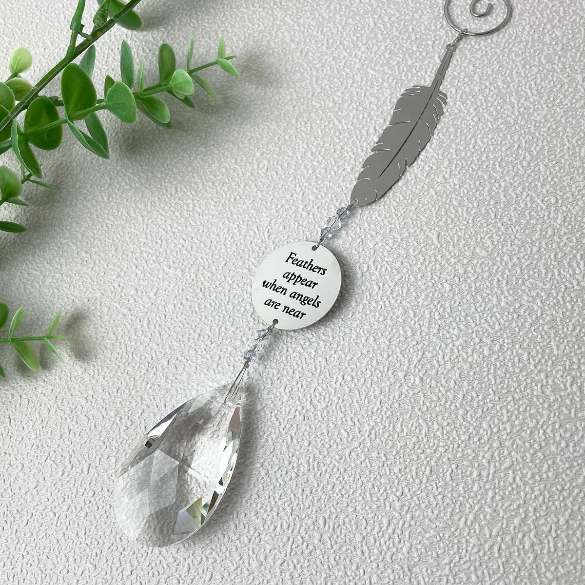 Crystal Metal Hanging Feather Memorial Sun Catcher