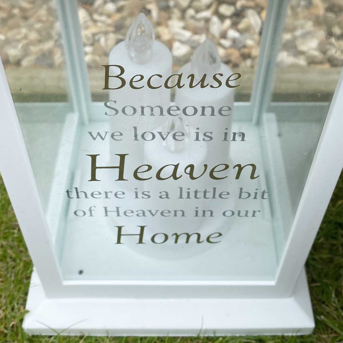 Thoughts of you Memorial Lantern in White- Heaven in our Home