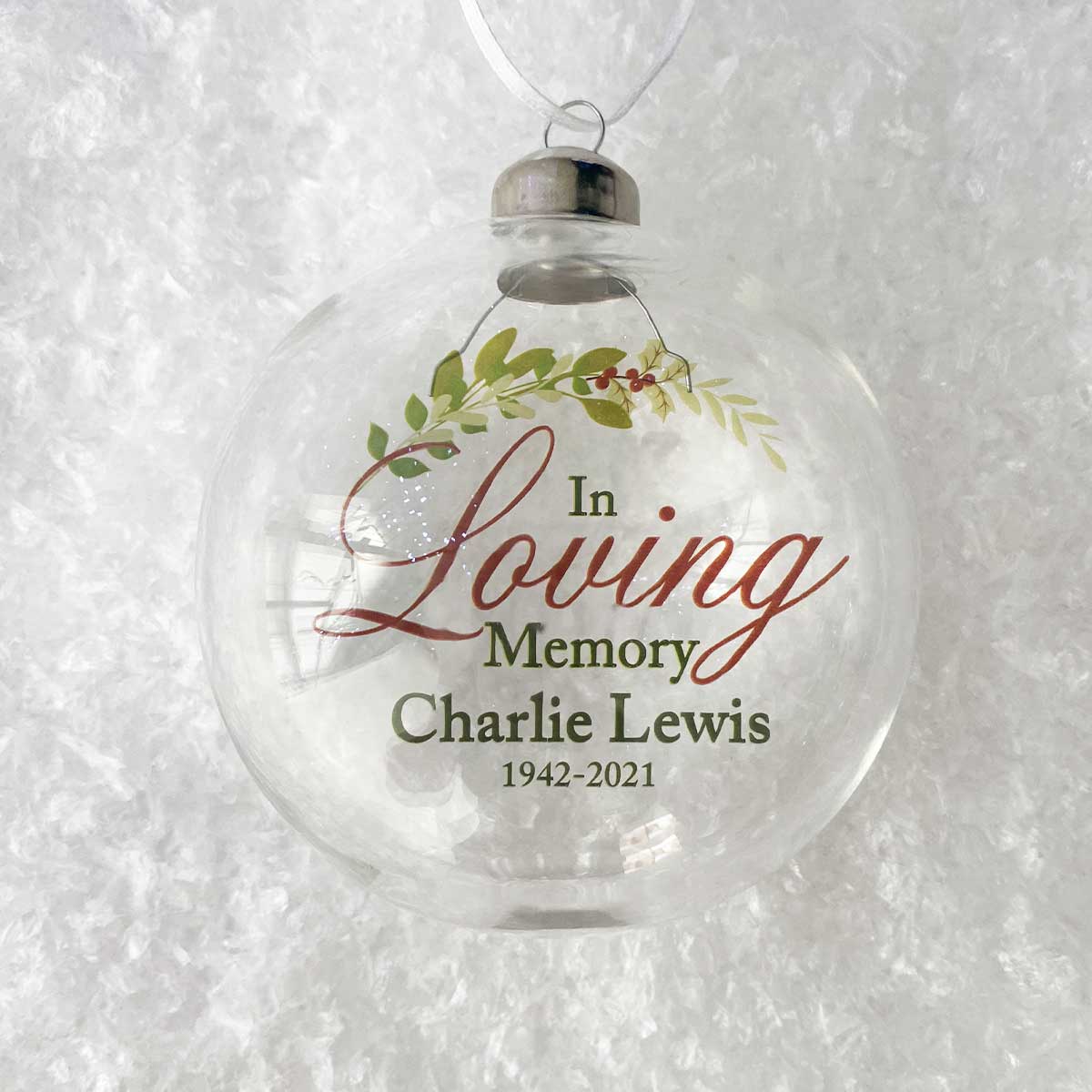 Personalised In Loving Memory Glass Bauble