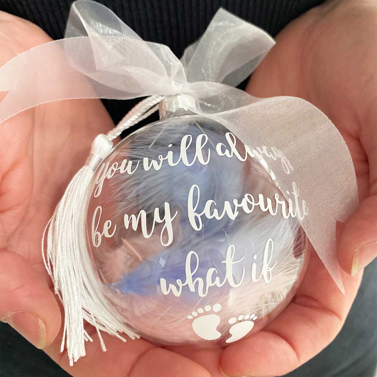 Miscarriage/Angel Baby Feather Filled Glass Memorial Bauble