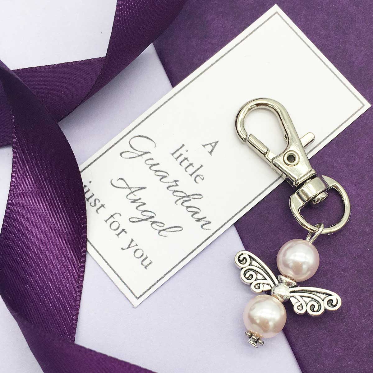 Small Memorial Guardian Angel Keyring