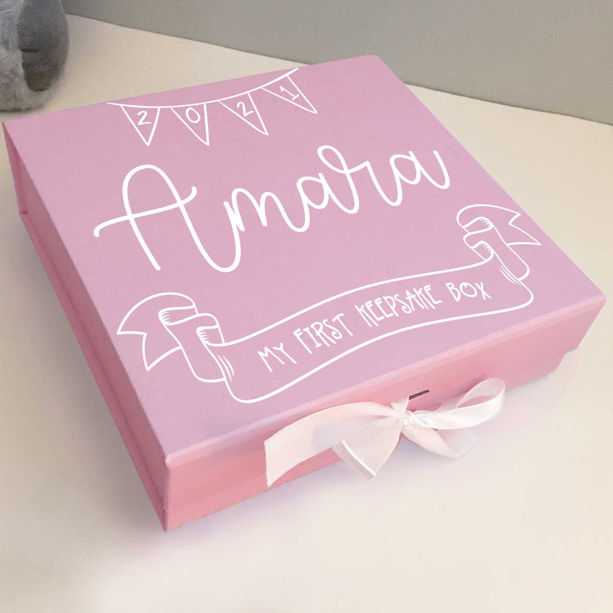 Personalised New Baby My First Keepsake Box (White, Pink, Blue, Cream)