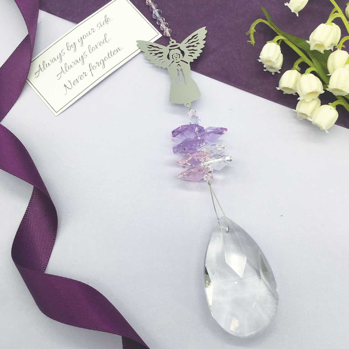 Purple Crystal Angel Memorial Sun Catcher