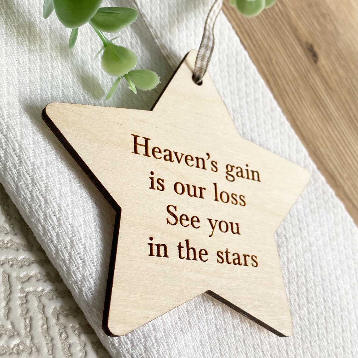 Wooden Memorial Star Hanging Decoration for Pets