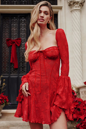 Langärmeliges Minikleid mit Spitze - Xyrisa