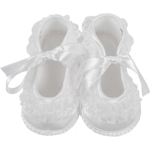 Baby Deer White Satin Lace Frilly 