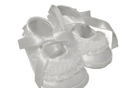 Baby Deer White Satin Lace Frilly 