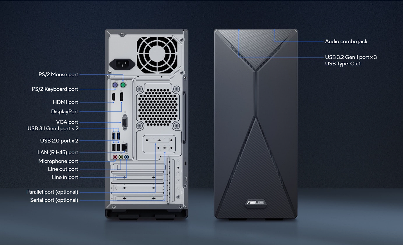 ASUS S5 Mini Tower (S501MER) has comprehensive, hassle-free connections. Credit: ASUS