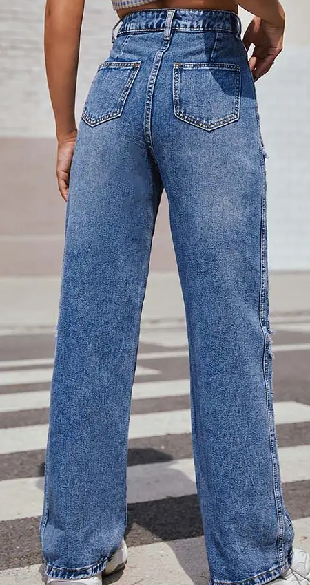 Medium Wash Denim Wide Leg Jeans