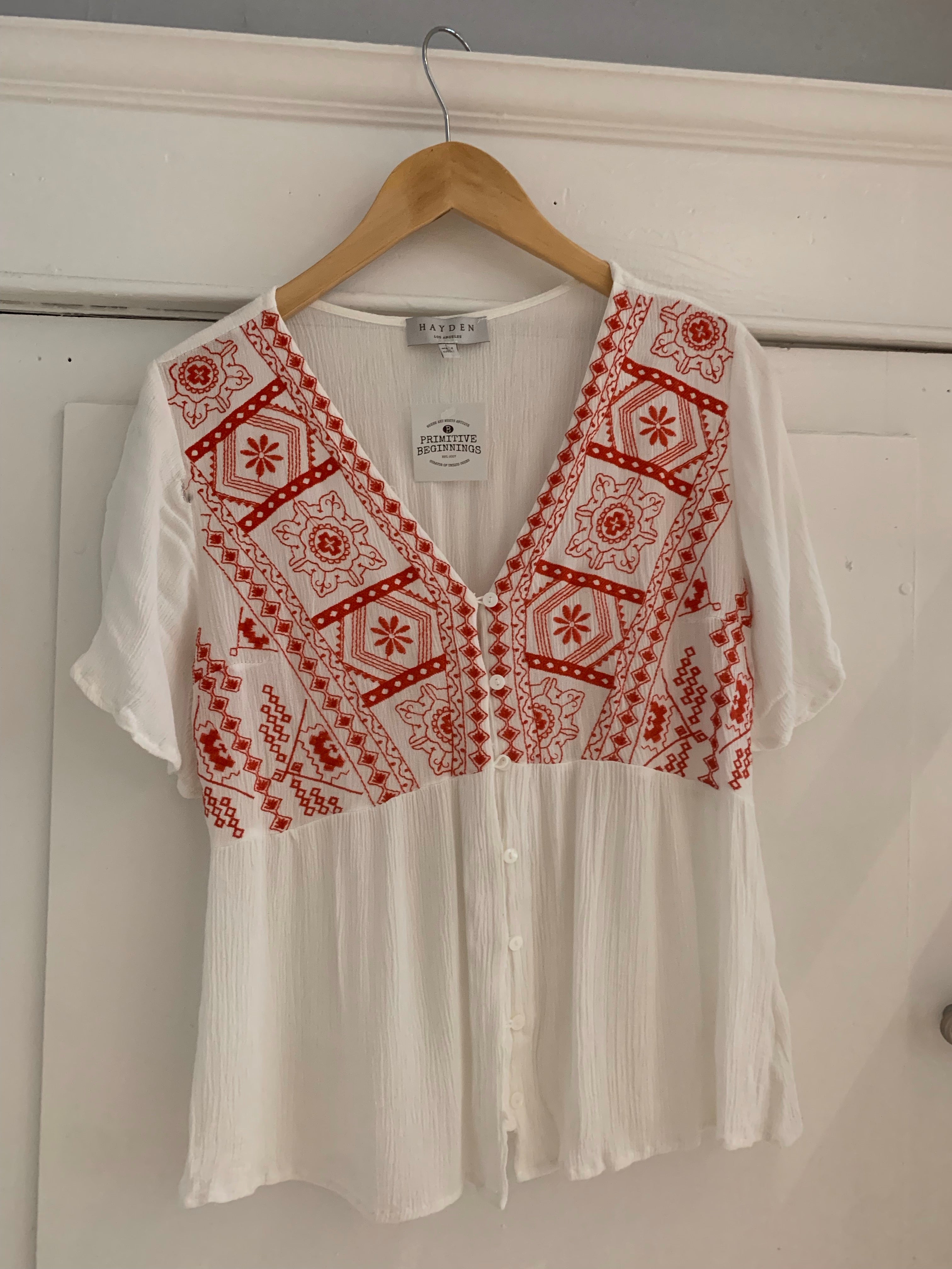 Short-Sleeve Embroidered Top