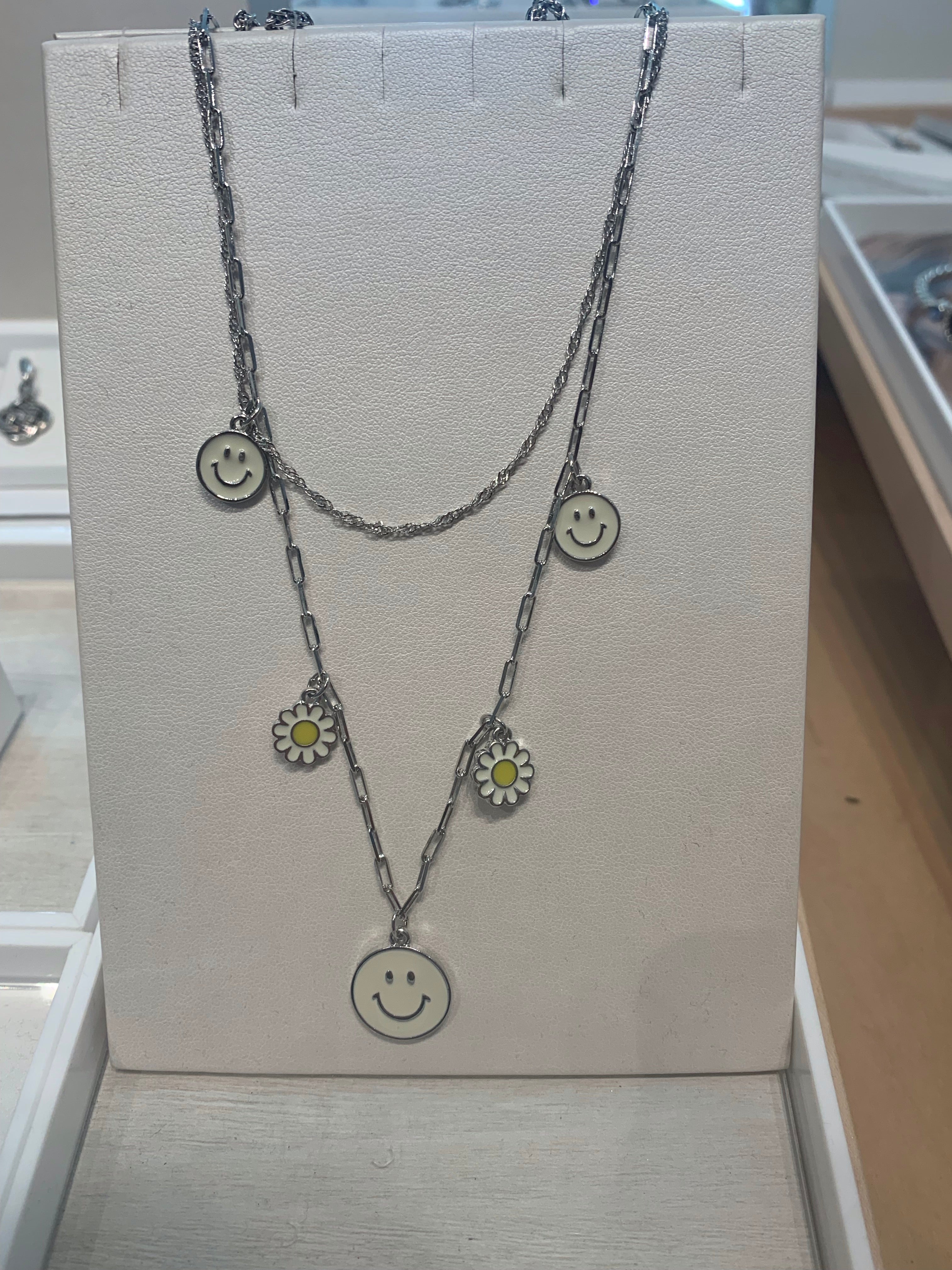 Smiley Sunflower Layered Necklace