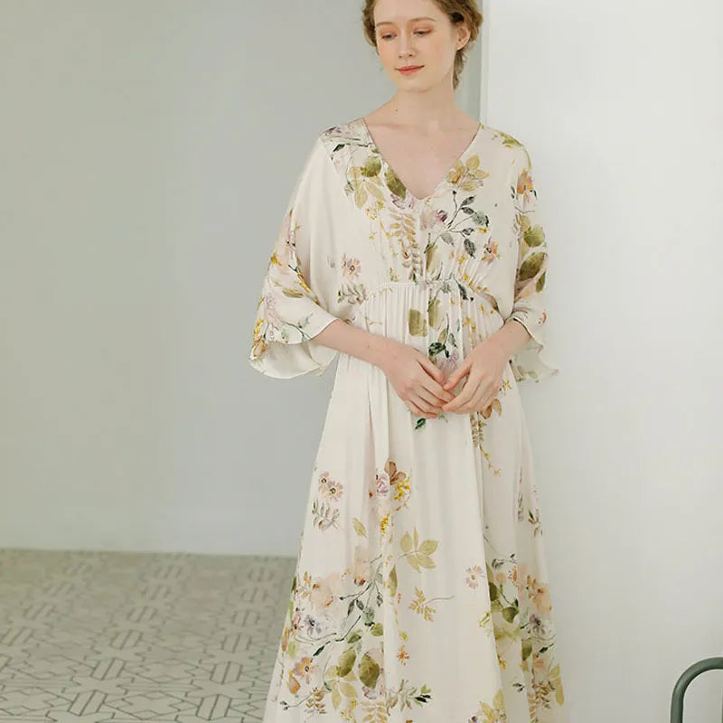 Elegant Floral Viscose Nightgown