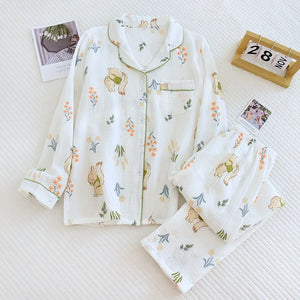 Spring Garden Cotton Long Sleeve Pants Pajama Set - Stylicious