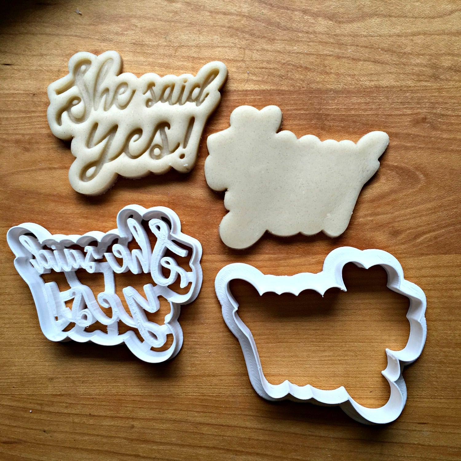 Set Of 2 She Said Yes Cookie Cutters Dishwasher Safe Sweet Prints Inc