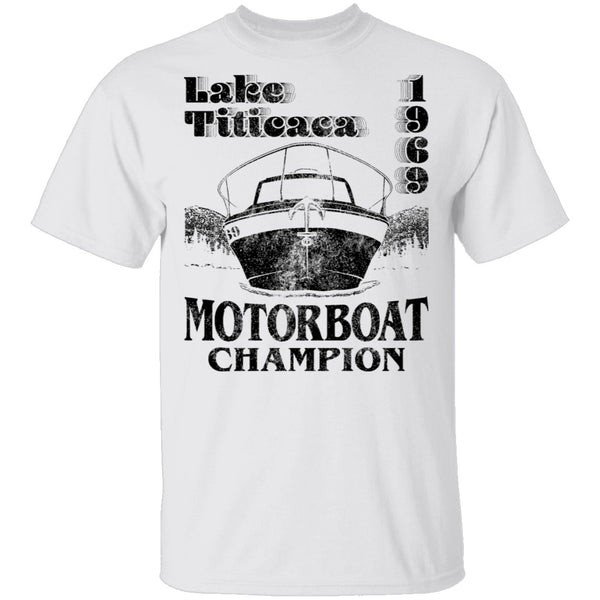 lake titicaca motorboat champion t shirt
