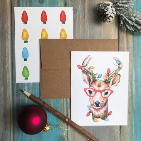 Reindeer in Glasses card set