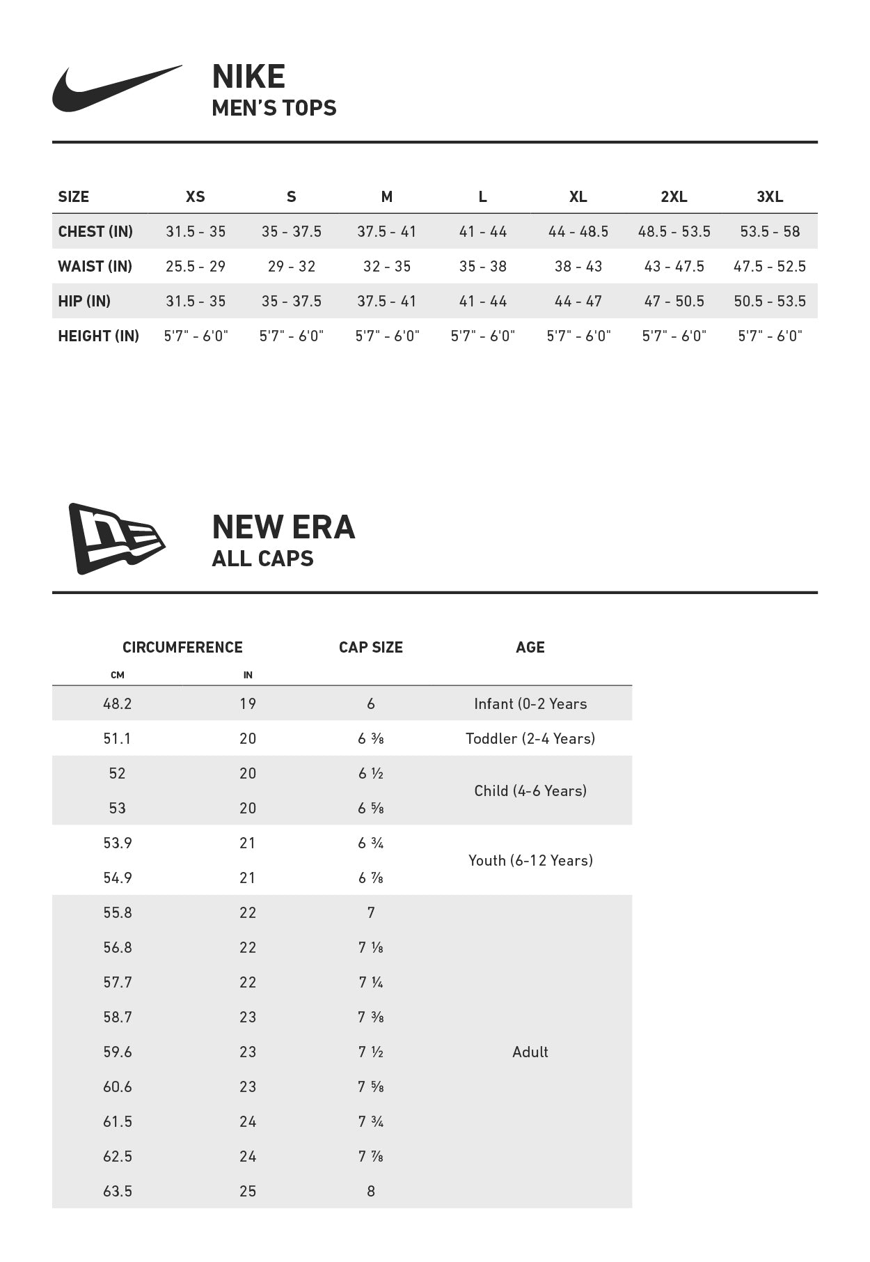 Size Chart | USA Baseball Shop