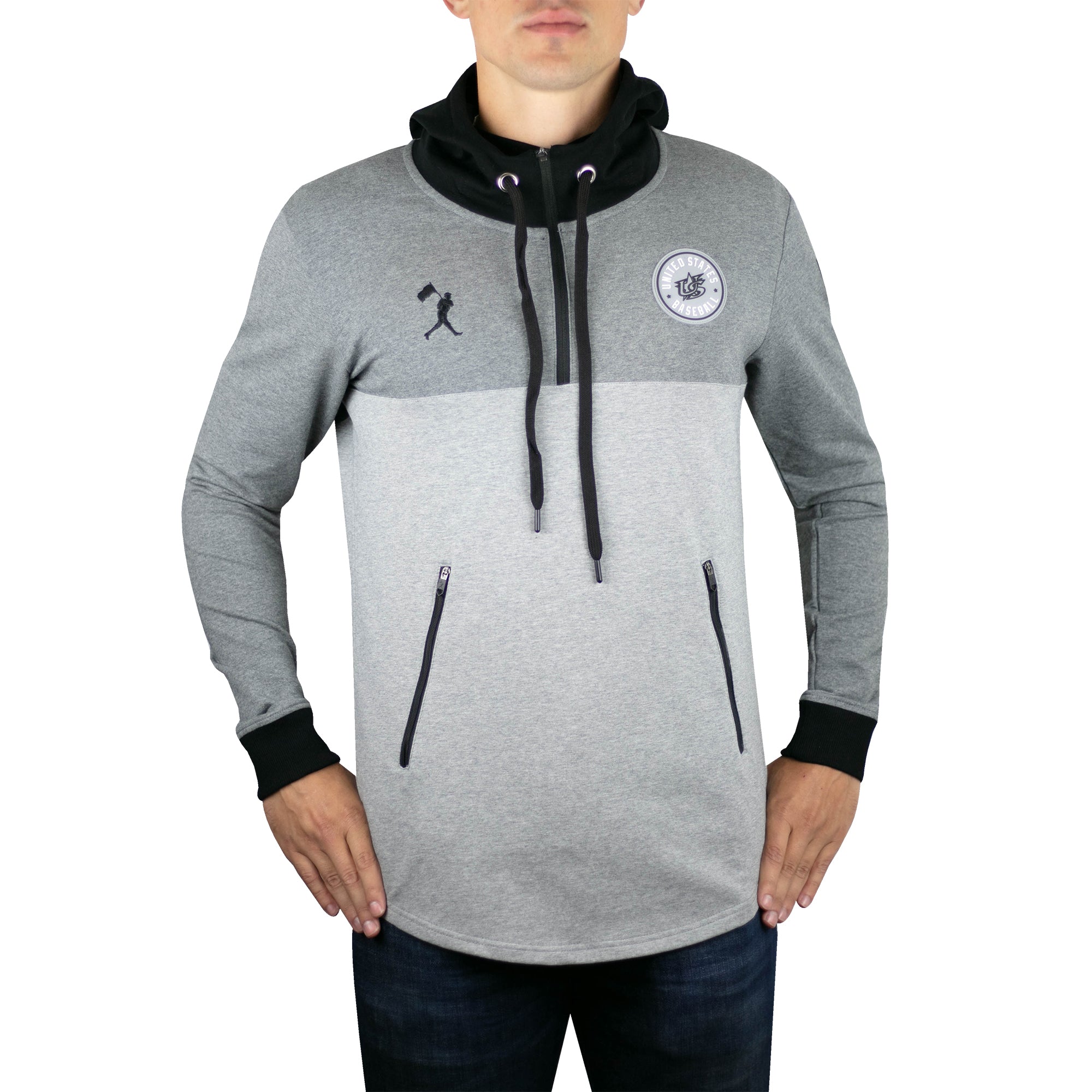 grey half zip hoodie