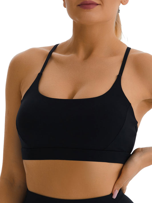 Buy RUNNING GIRL Padded Strappy Sports Bras for Women, Medium Support Yoga  Bra Workout Gym Activewear(WX2569 Black,L) at