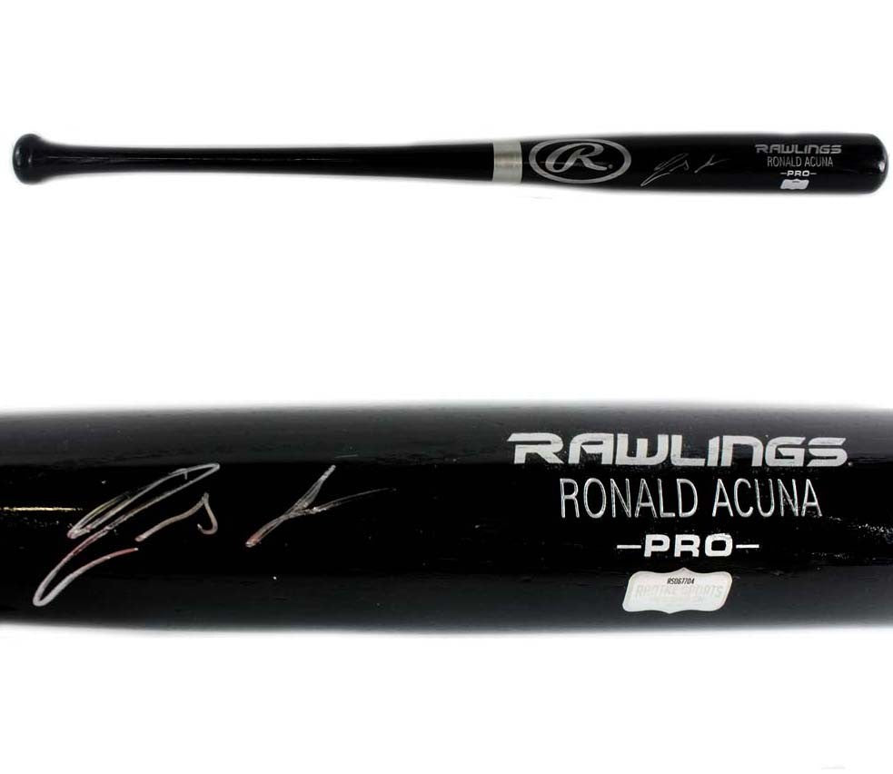 Ronald Acuna Signed Atlanta Braves Rawlings Pro Engraved Black MLB Bat ...