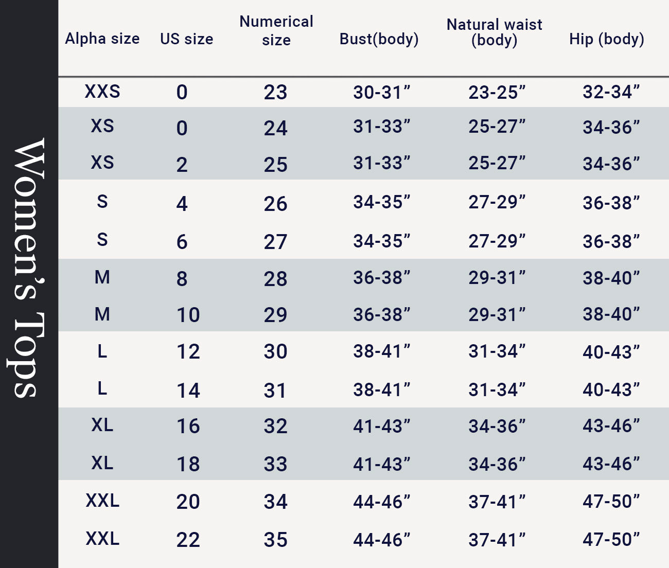 Women's Button Down Size Chart - The Normal Brand